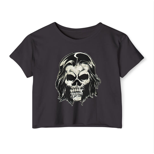 Cropped Tee - Alex Skull (Black/White/Green/Pink/Purple)
