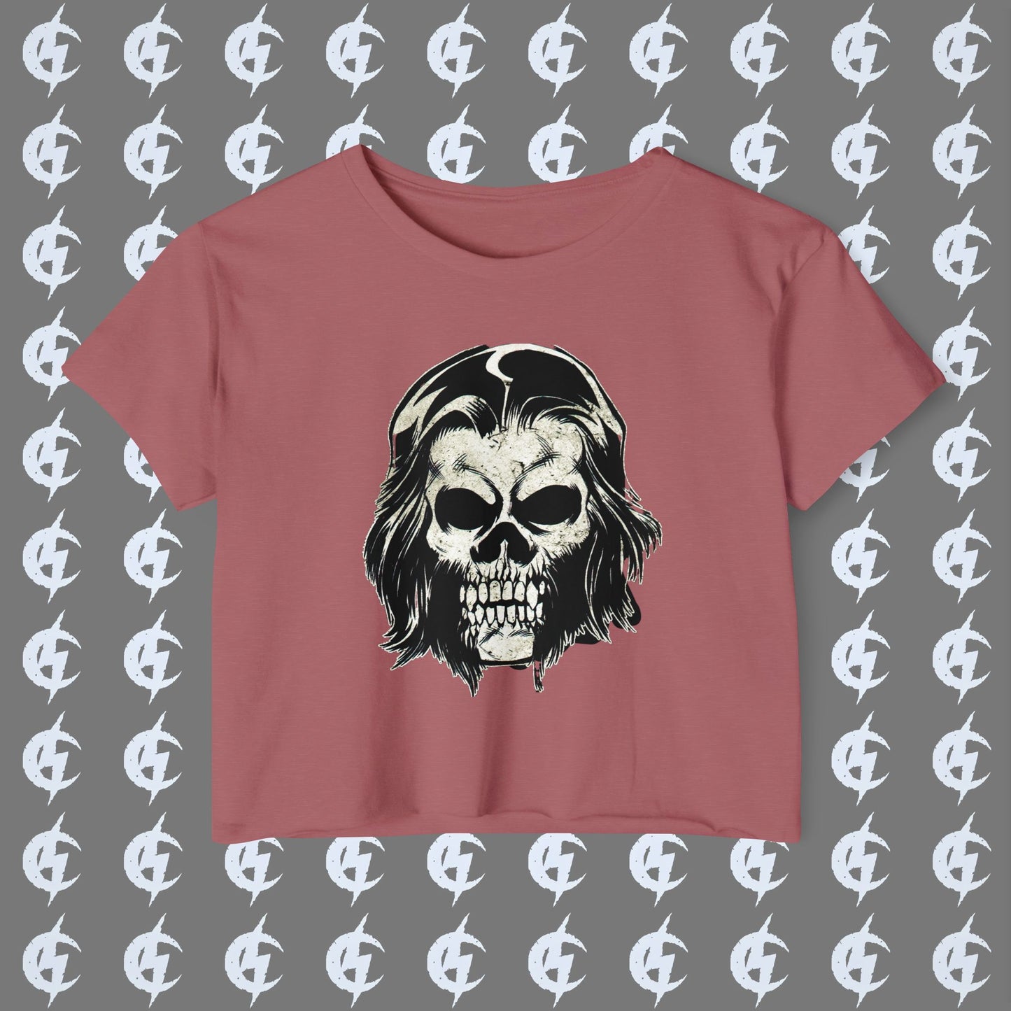 Cropped Tee - Alex Skull (Black/White/Green/Pink/Purple)