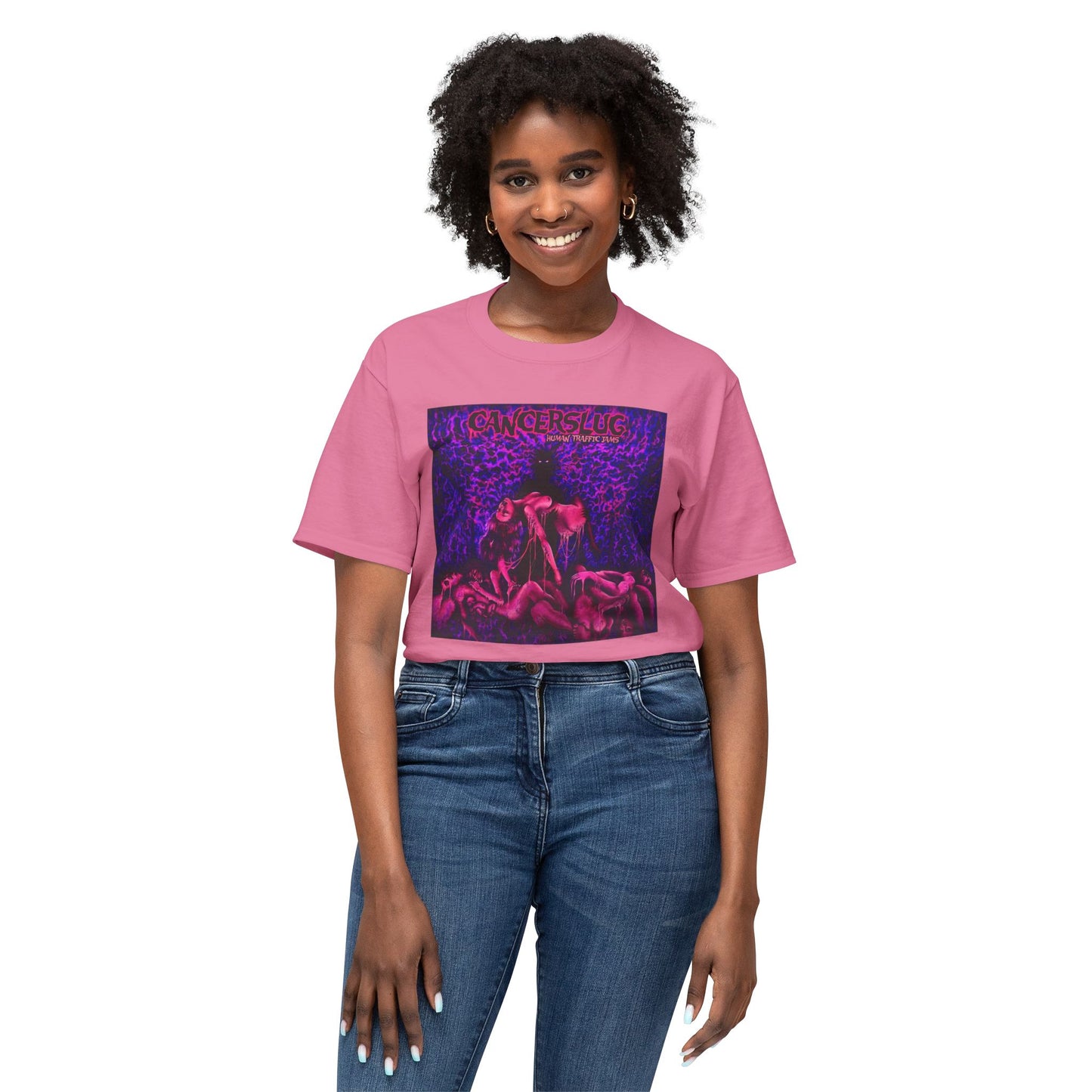 Cotton T-Shirt (Unisex) - Human Traffic Jams (Black/Pink)