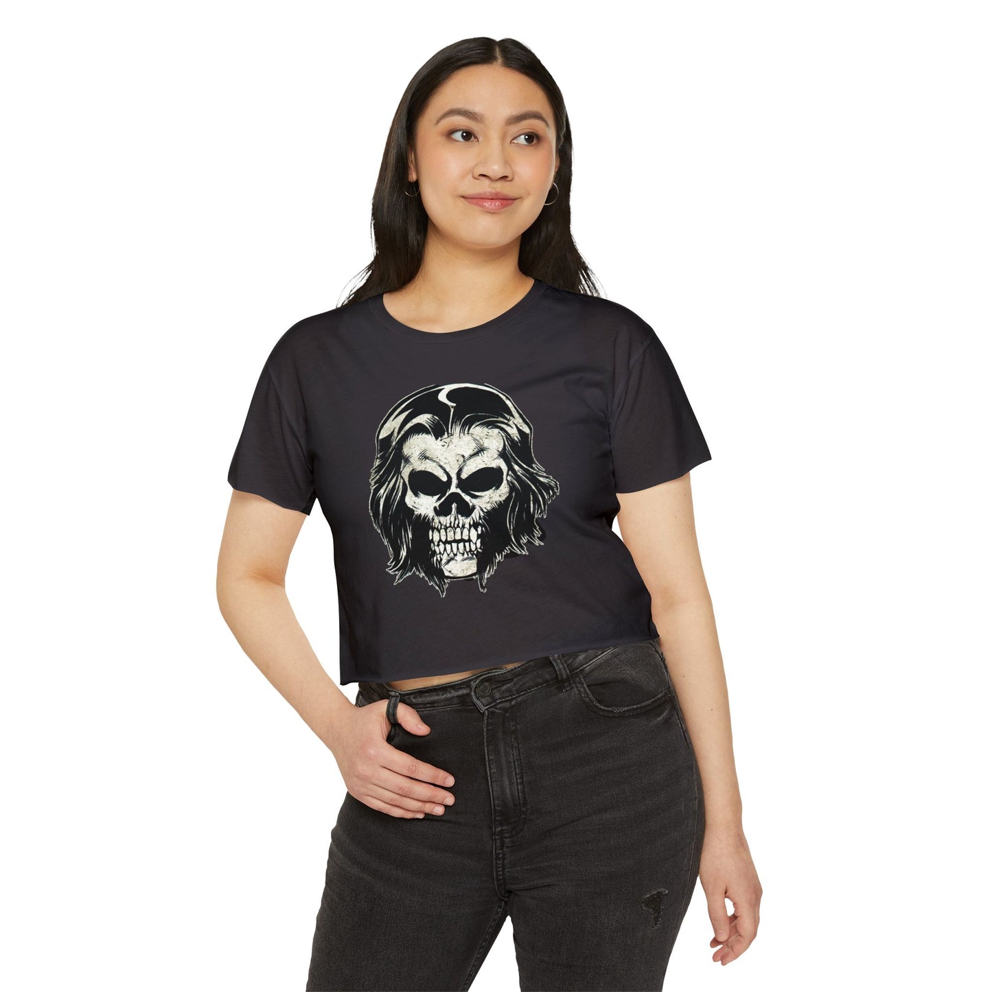 Cropped Tee - Alex Skull (Black/White/Green/Pink/Purple)