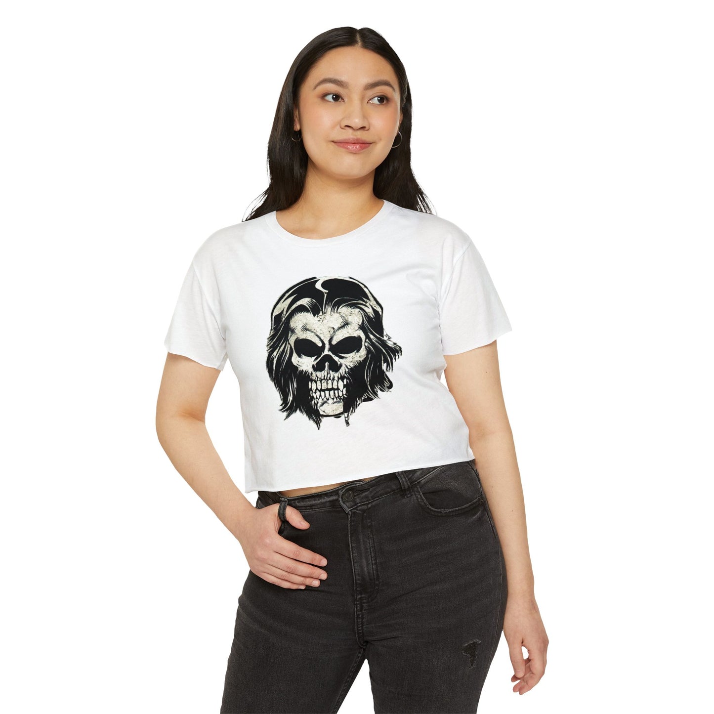 Cropped Tee - Alex Skull (Black/White/Green/Pink/Purple)