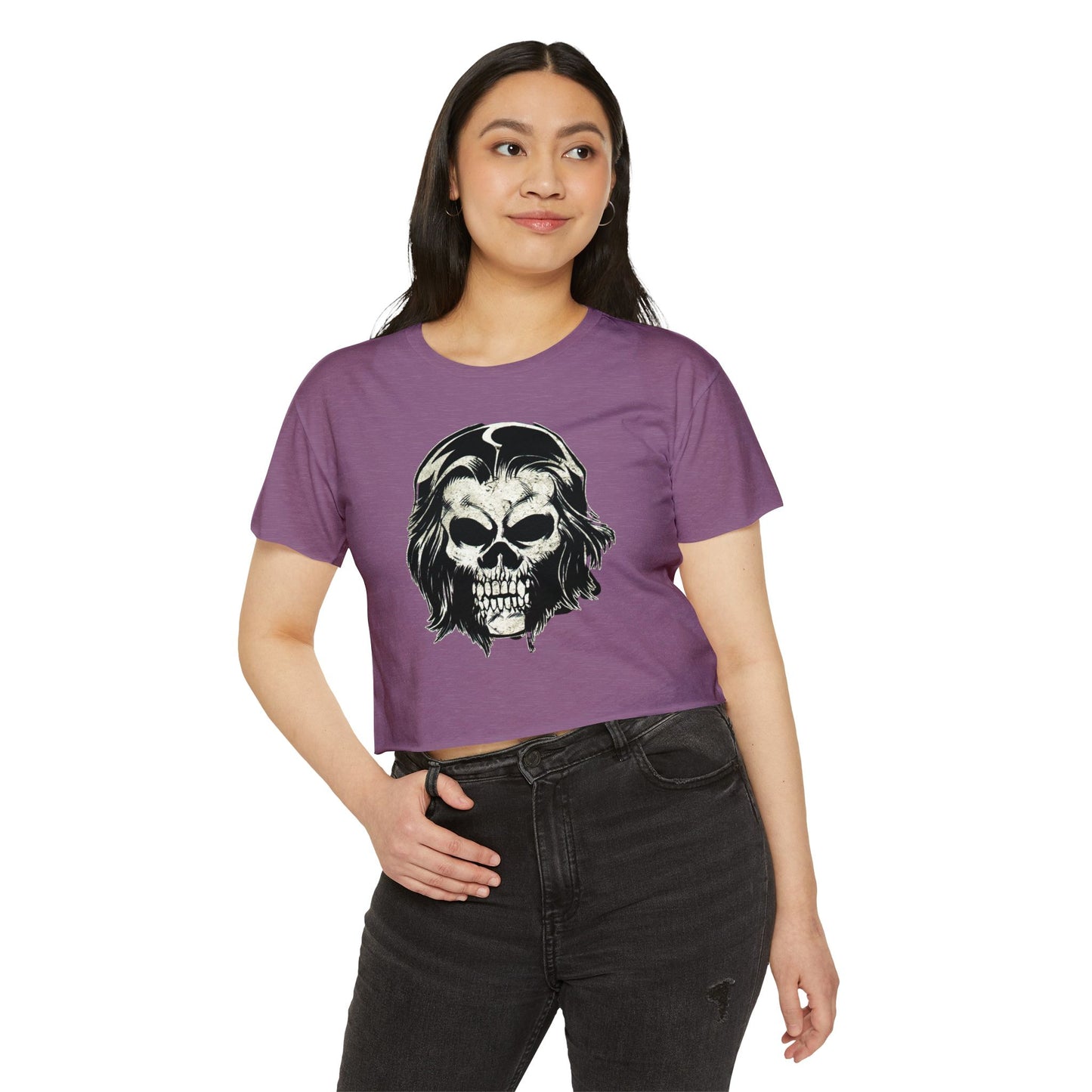 Cropped Tee - Alex Skull (Black/White/Green/Pink/Purple)