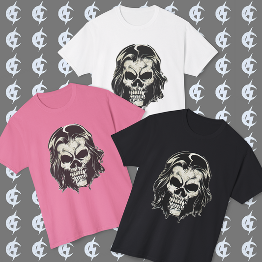 Cotton T-Shirt (Unisex) - Alex Skull (Black/White/Pink)