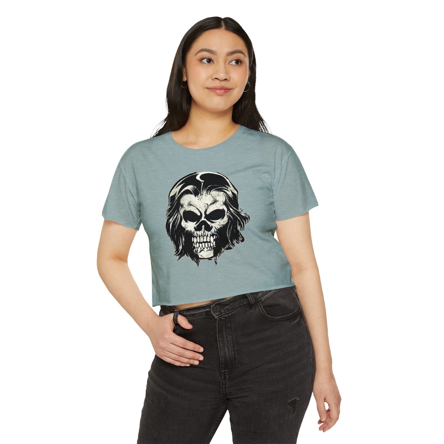 Cropped Tee - Alex Skull (Black/White/Green/Pink/Purple)