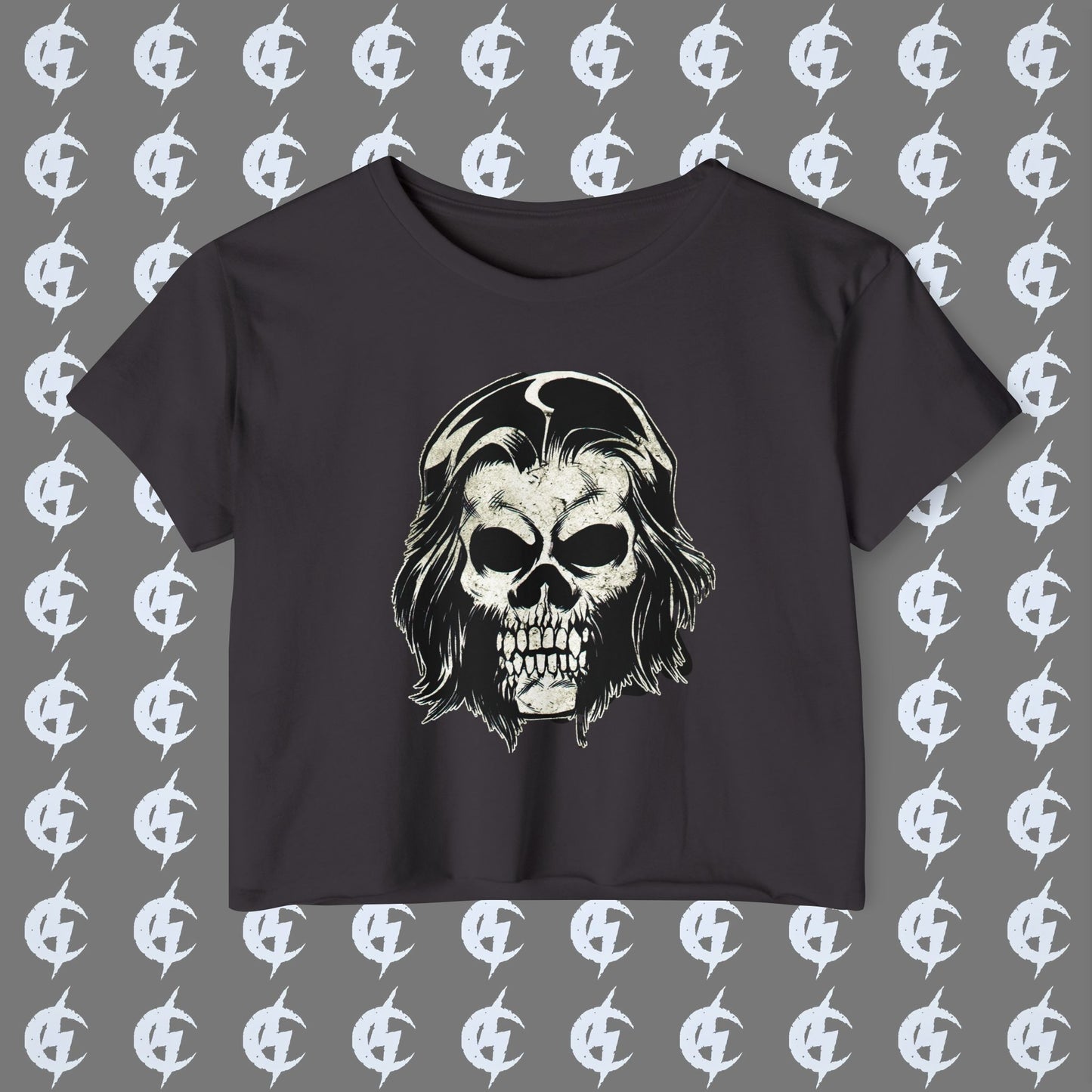 Cropped Tee - Alex Skull (Black/White/Green/Pink/Purple)