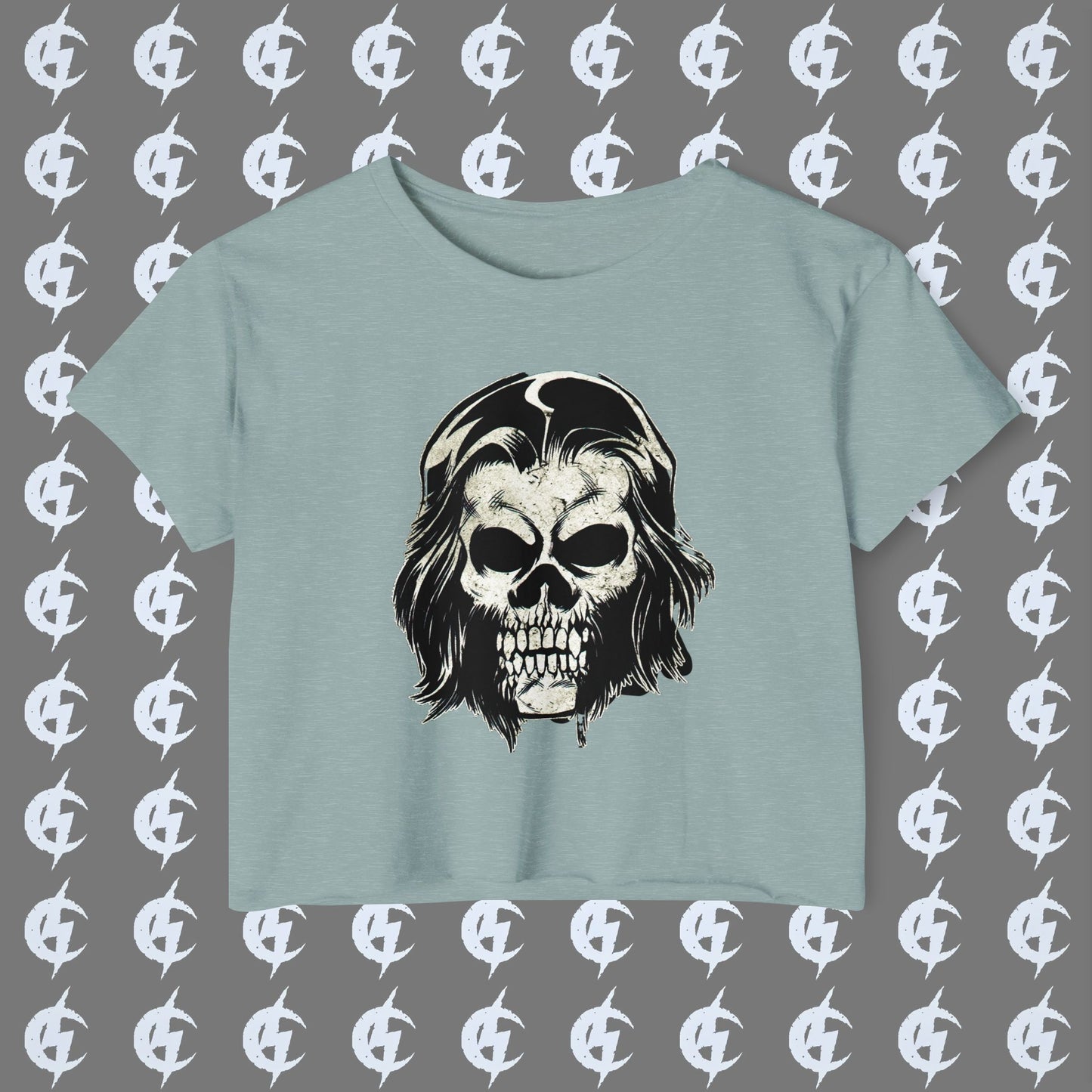 Cropped Tee - Alex Skull (Black/White/Green/Pink/Purple)